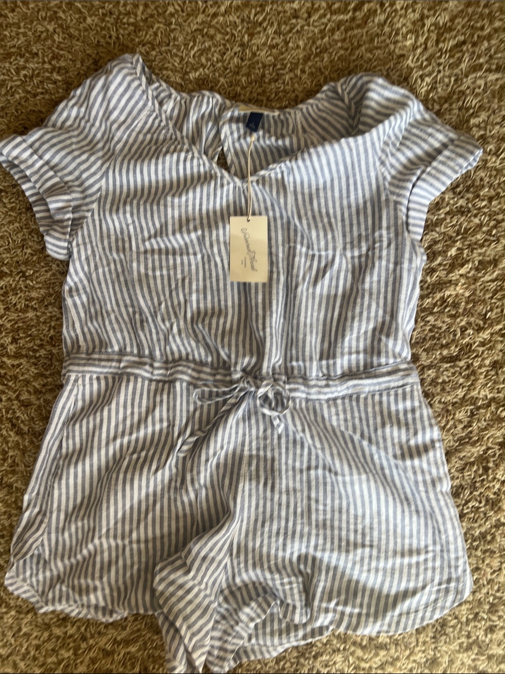 Target Universal Thread Blue & White Striped Tie-Waist romper